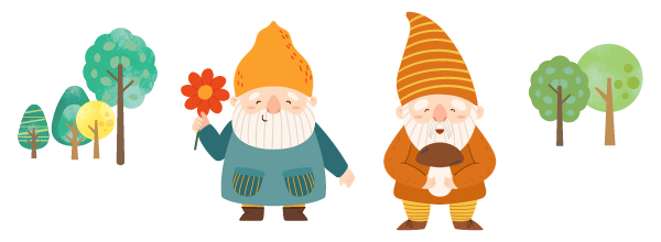 笑顔の小人2人のイラスト